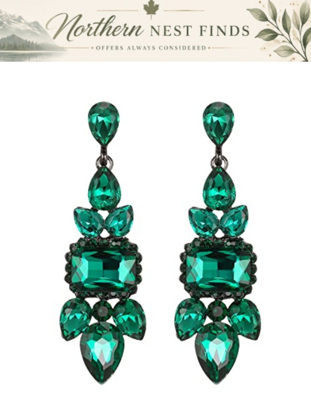 Rhinestone Crystal Chandelier Drop Dangle Earrings Art Deco Vintage Style